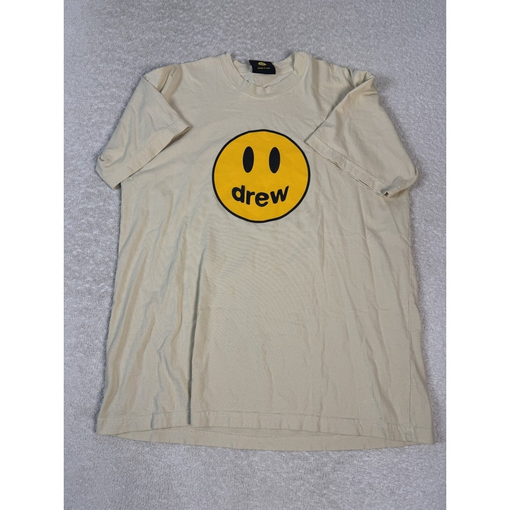 Drew House Justin Bieber Mascot‎ Unisex Short Sleeve T Shirt Crewneck Cream XL